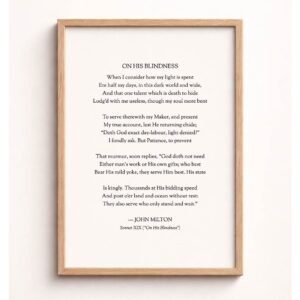 John Milton On His Blindness Typography Print